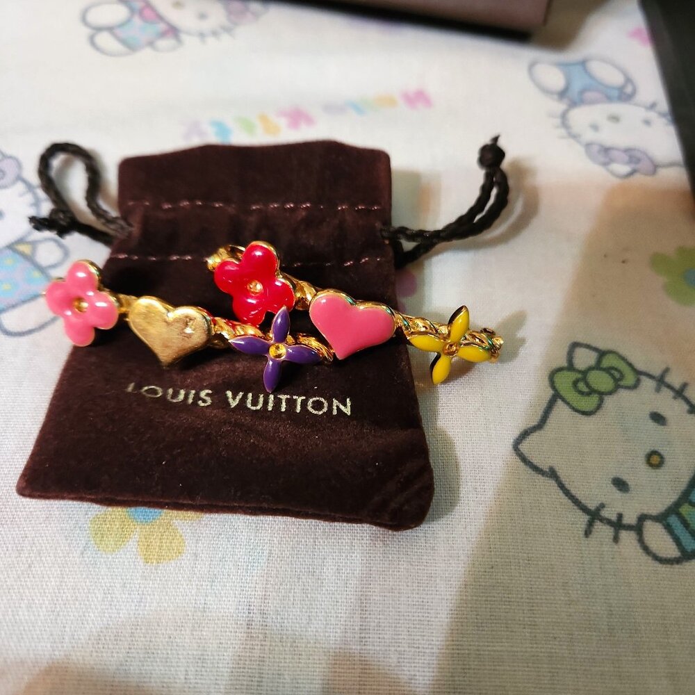 Rare Authentic LOUIS VUITTON Sweet Monogram Hair Clips Pair of Barrettes Mint